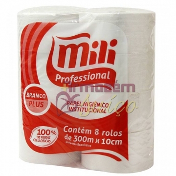 Foto Papel Higiênico Mili Professional Plus - 8 Rolos x 300 MT